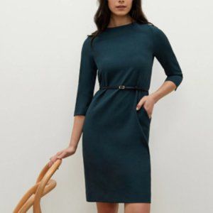 NWT M.M. LaFleur Women's Etsuko Rainforest Green Long Sleeve Shift Dress Size 2